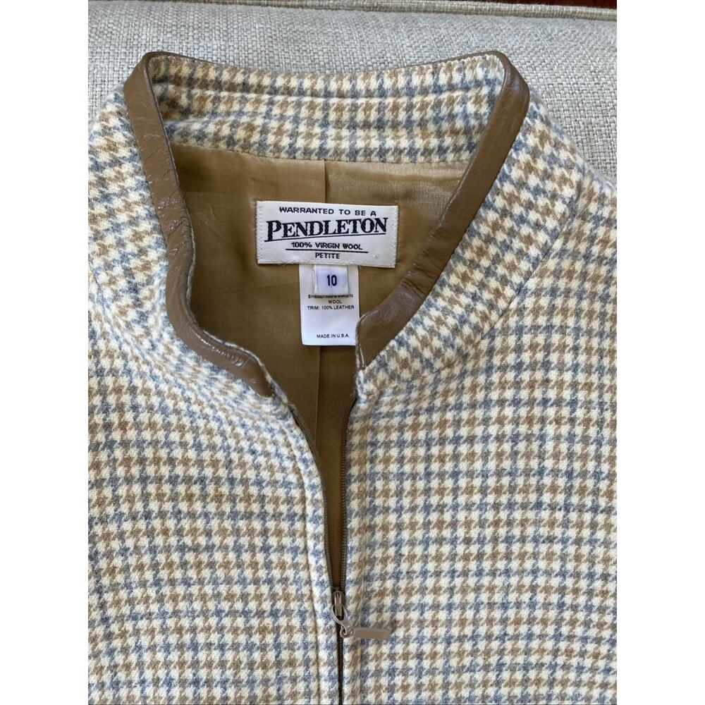 Pendleton Virgin Wool Jacket Petite 10 Beige Houn… - image 8